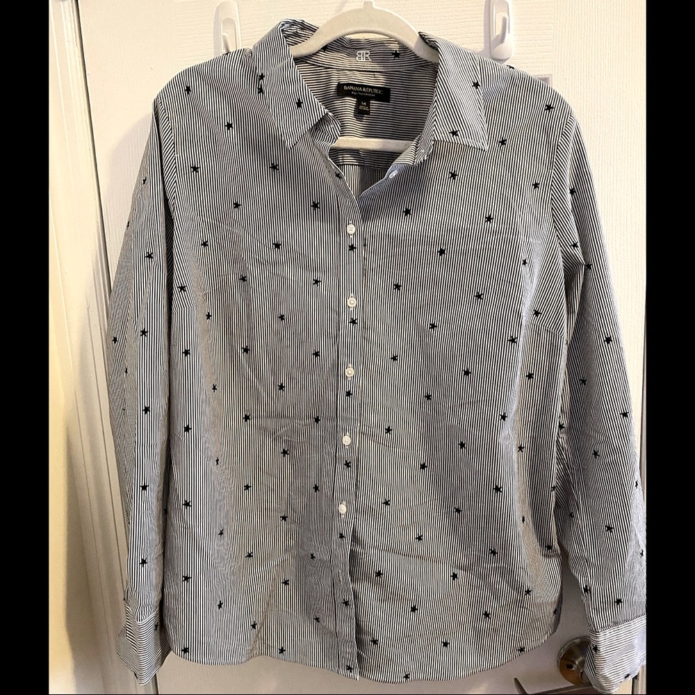 Banana Republic stripe stars button down shirt 14